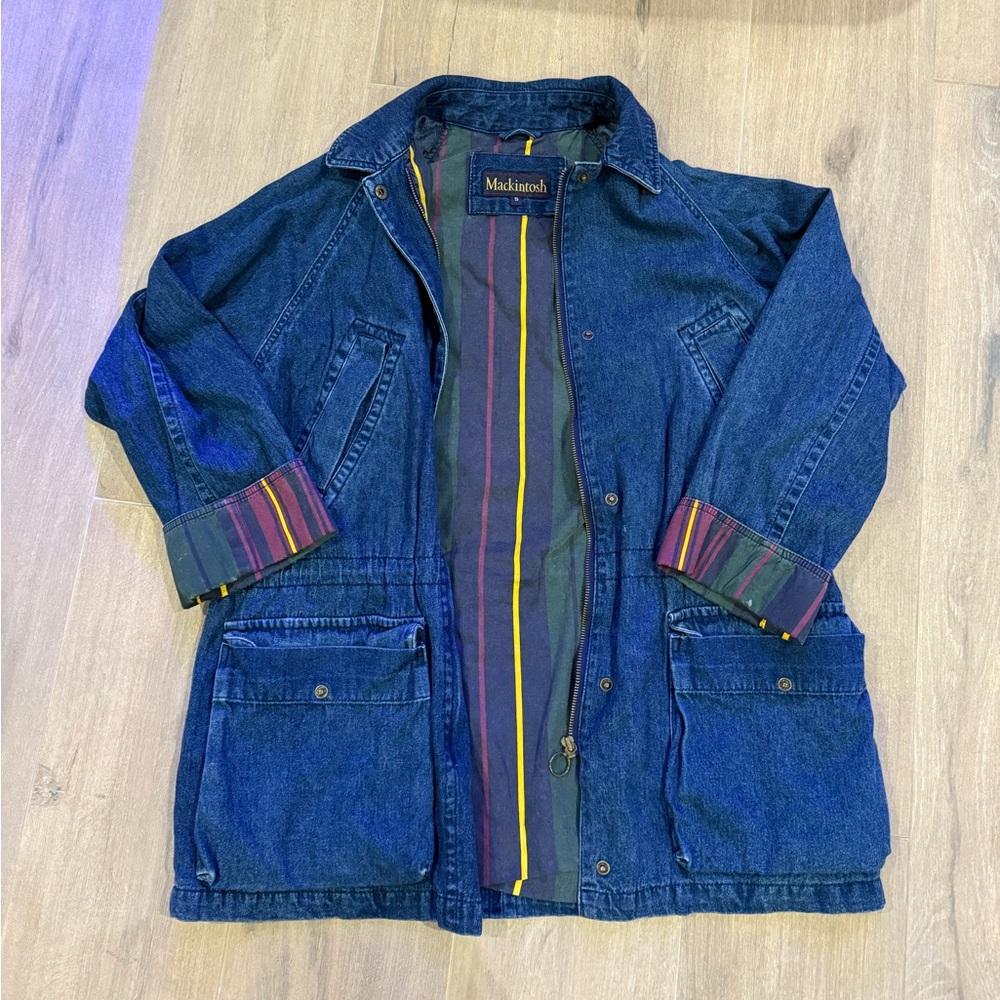 Mackintosh Denim Jacket with Striped Lining